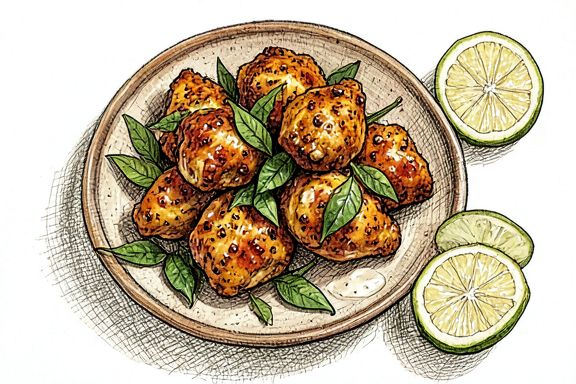 Poulet 65 aux feuilles de curry à l'air fryer