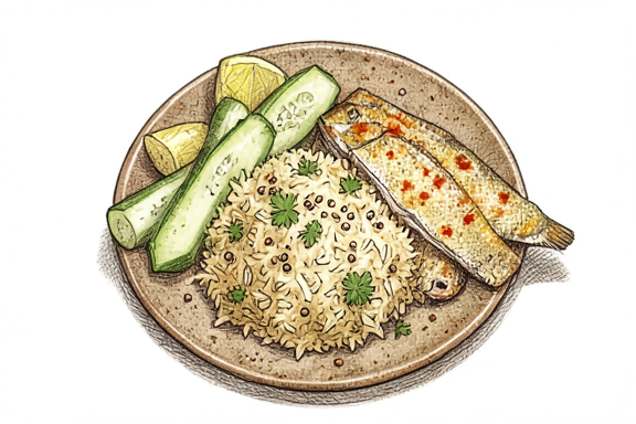 Poisson Amritsari à la friteuse à air avec riz au citron