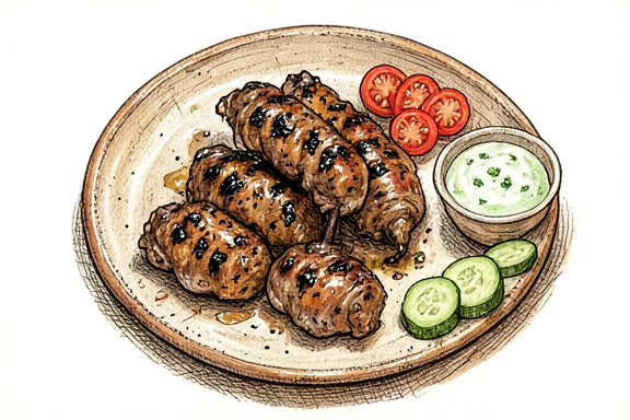 Seekh Kebab d'agneau à la friteuse à air avec sauce au yaourt à la menthe