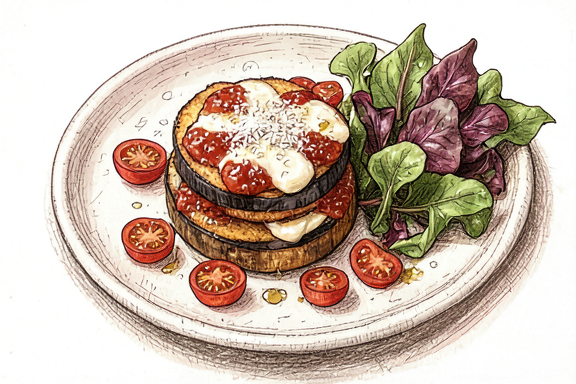 Melanzane alla Parmigiana à l'Air Fryer avec Salade Verte