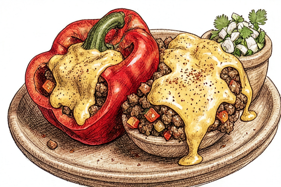 Poivrons farcis au picadillo à l'air fryer