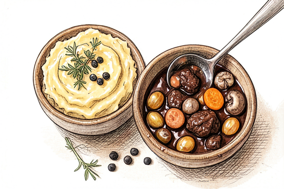 Bœuf Bourguignon avec Purée de Pommes de Terre