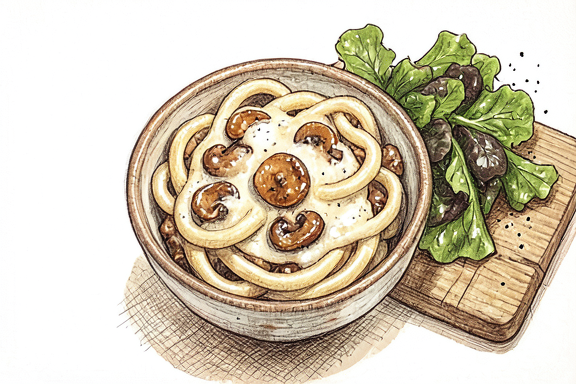 Champignonrahmgeschnetzeltes mit Spätzle und Feldsalat