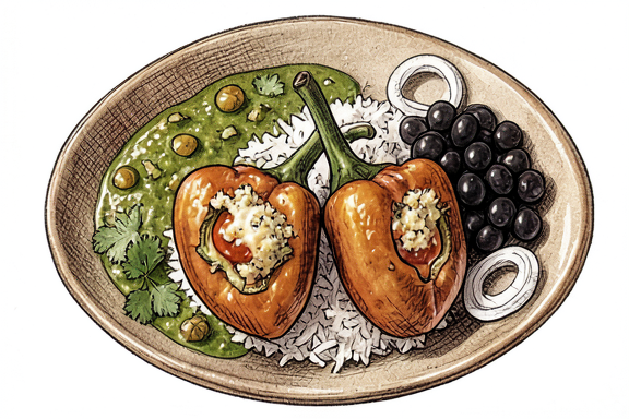 Chiles Rellenos con Salsa Verde