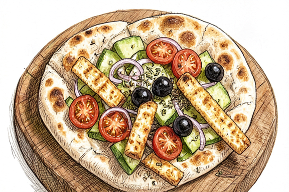 Dakos crétois au halloumi frit à l'air fryer