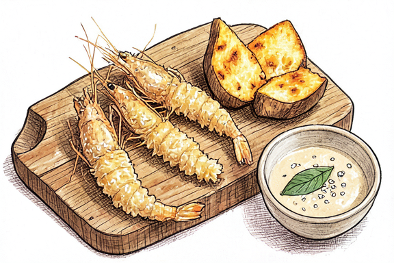 Tempura de crevettes et patate douce à l'air fryer