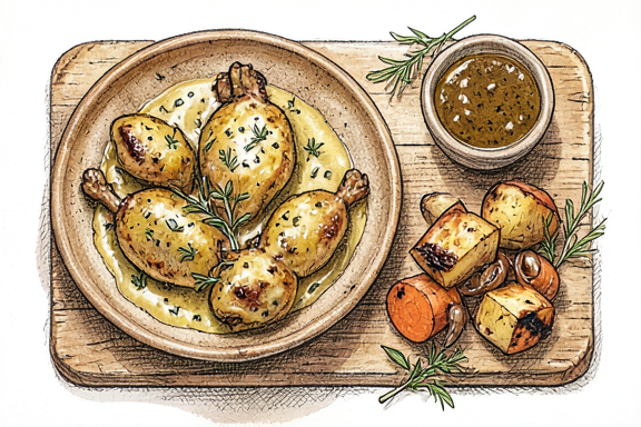 Lapin à la Moutarde avec Pommes de Terre Rôties