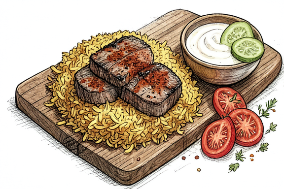 Shawarma de bœuf libanais avec riz