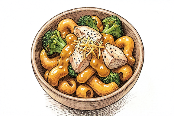 Macaroni au fromage avec brocoli et poulet