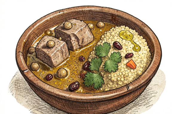 Tajine d'agneau marocain au couscous