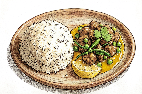 Keema Matar d'agneau avec riz