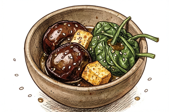 Nasu Dengaku avec tofu et épinards à l'air fryer