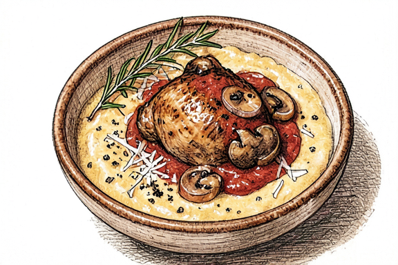 Pollo alla Cacciatora avec polenta