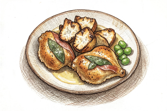 Saltimbocca alla Romana avec pommes de terre rôties