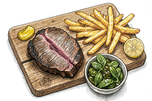 Steak Frites avec Salade de Cresson