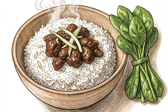 Tori Soboro Don aux épinards sautés