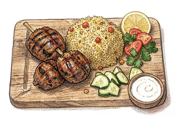 Kofta Kebab Turc au Boulgour Pilaf